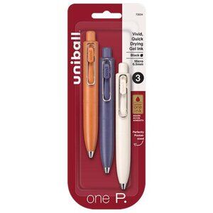 Uniball One P. Gel Pen 0.7mm 3/Pk Mandarin Grape Yogurt Black Ink Office School